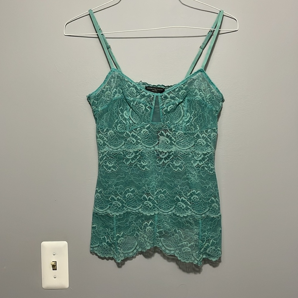 NWT Samantha Chang Lace Top - Teal